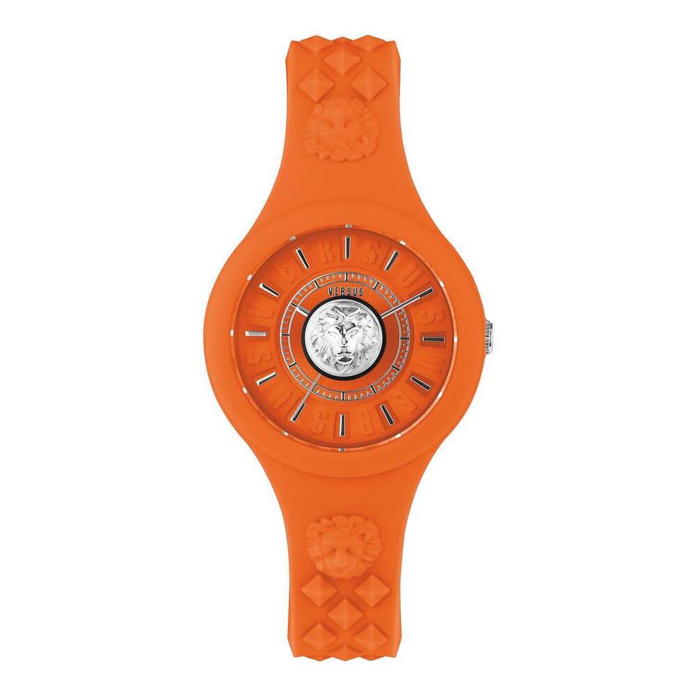 NEW VERSUS VERSACE fire island silicone watch in orange